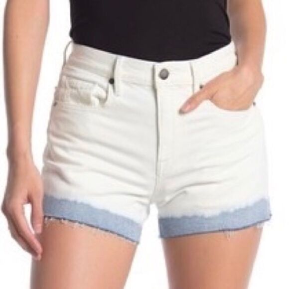 FRAME DENIM High Waisted Dip Dye Denim Shorts White Blue 26 - Picture 6 of 9